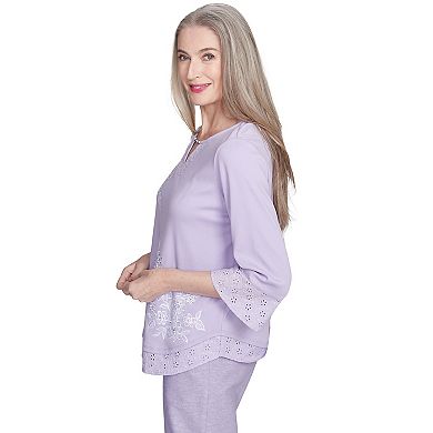 Women's Alfred Dunner Floral Embroidered Eyelet Top