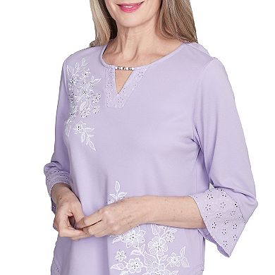 Women's Alfred Dunner Floral Embroidered Eyelet Top