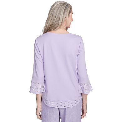 Women's Alfred Dunner Floral Embroidered Eyelet Top