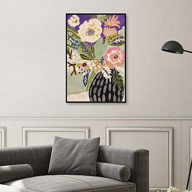 Masterpiece Fresh Flowers in Vase I Framed Canvas Wall Art