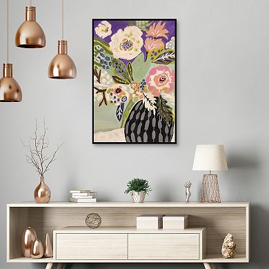 Masterpiece Fresh Flowers in Vase I Framed Canvas Wall Art