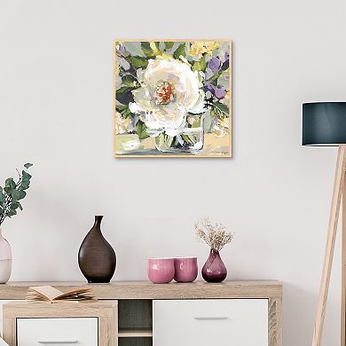 Masterpiece Gallery Florals White Peony Framed Canvas Wall Art