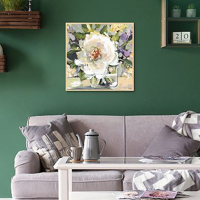 Masterpiece Gallery Florals White Peony Framed Canvas Wall Art