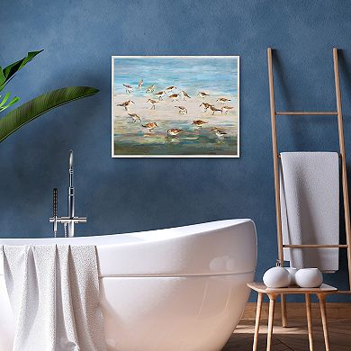 Masterpiece Twilight Sandpipers Framed Canvas Wall Art