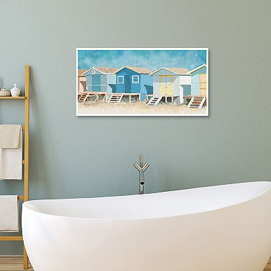 Masterpiece Coastal Cabanas Framed Canvas Wall Art