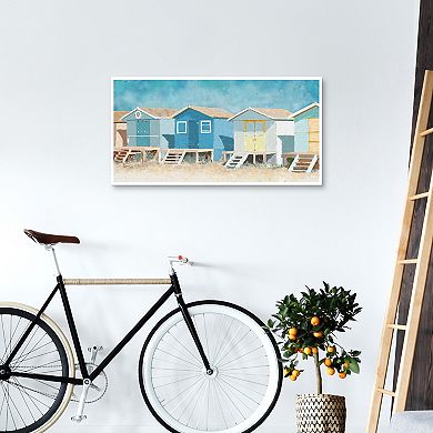 Masterpiece Coastal Cabanas Framed Canvas Wall Art