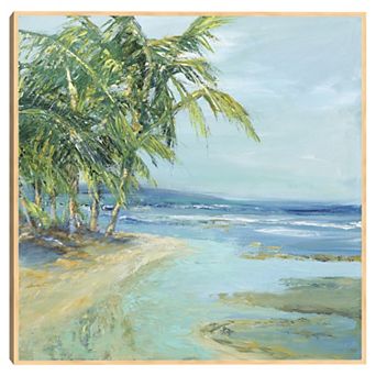 Masterpiece Blue Coastal Lagoon Framed Canvas Wall Art