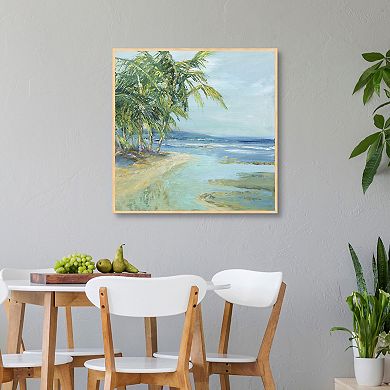 Masterpiece Blue Coastal Lagoon Framed Canvas Wall Art