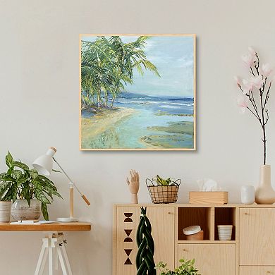 Masterpiece Blue Coastal Lagoon Framed Canvas Wall Art