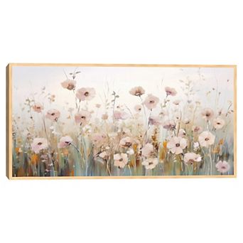 Masterpiece Pink Meadow of Tranquility Framed Canvas Wall Art