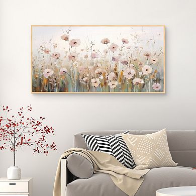 Masterpiece Pink Meadow of Tranquility Framed Canvas Wall Art