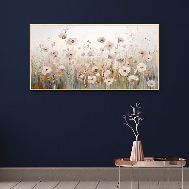 Masterpiece Pink Meadow of Tranquility Framed Canvas Wall Art