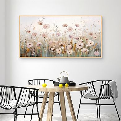 Masterpiece Pink Meadow of Tranquility Framed Canvas Wall Art