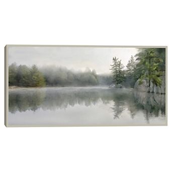 Masterpiece Foggy Lakeside Framed Canvas Wall Art