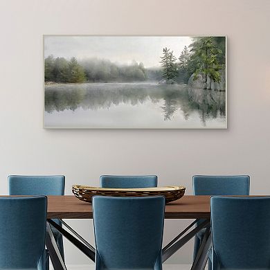 Masterpiece Foggy Lakeside Framed Canvas Wall Art