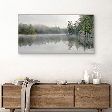 Masterpiece Foggy Lakeside Framed Canvas Wall Art