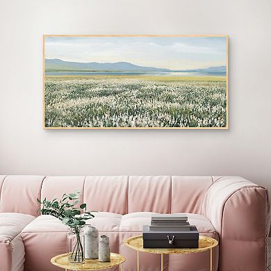 Masterpiece Lake Flowers Framed Canvas Wall Art