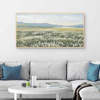 Masterpiece Lake Flowers Framed Canvas Wall Art