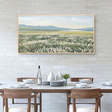 Masterpiece Lake Flowers Framed Canvas Wall Art