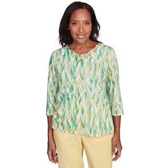 Women's Bright Textured Strokes Embellished Top