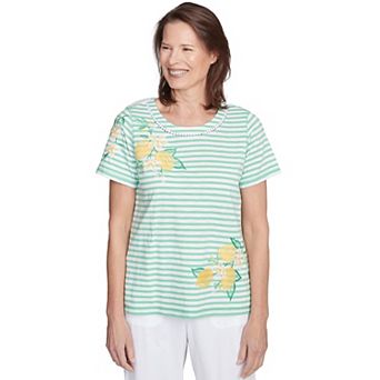 Women's Lemon Printed Striped Tee