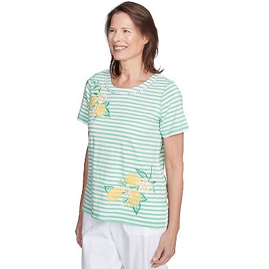 Women's Lemon Printed Striped Tee