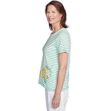 Women's Lemon Printed Striped Tee