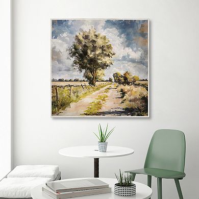 Masterpiece Along a Country Trail Framed Canvas Wall Art