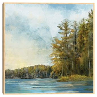 Masterpiece Lakeside Trees Framed Canvas Wall Art