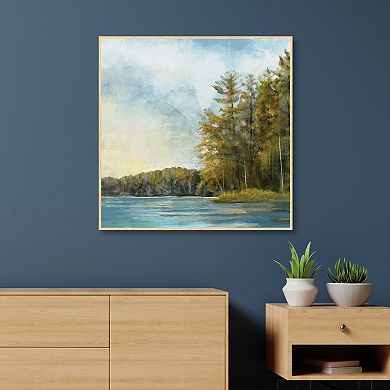 Masterpiece Lakeside Trees Framed Canvas Wall Art