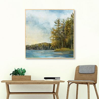 Masterpiece Lakeside Trees Framed Canvas Wall Art