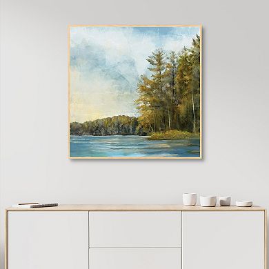 Masterpiece Lakeside Trees Framed Canvas Wall Art