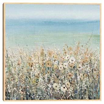 Masterpiece Shoreline Flowers I Framed Canvas Wall Art