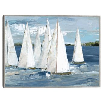 Masterpiece White Sails Framed Canvas Wall Art