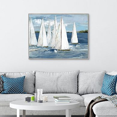 Masterpiece White Sails Framed Canvas Wall Art