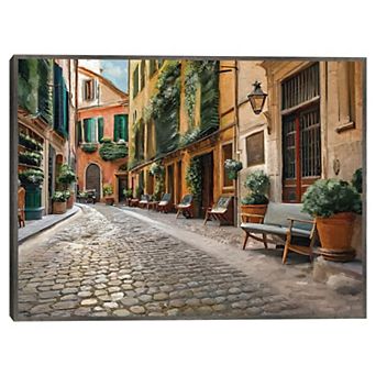 Masterpiece Cobblestone Stroll Framed Canvas Wall Art