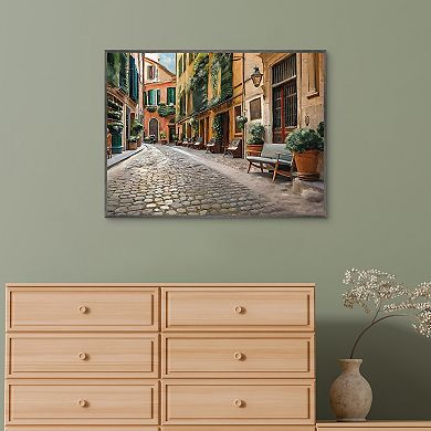 Masterpiece Cobblestone Stroll Framed Canvas Wall Art