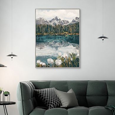Masterpiece Winter Lake Portrait Framed Canvas Wall Art