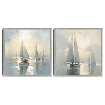 Masterpiece Silent Sailing I & II Framed Canvas Wall Art Set