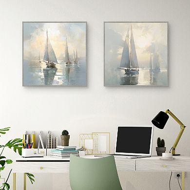 Masterpiece Silent Sailing I & II Framed Canvas Wall Art Set