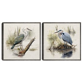 Masterpiece Linen Seabird Portrait I & II Canvas Wall Art Set