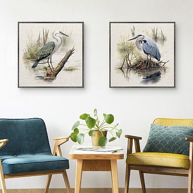 Masterpiece Linen Seabird Portrait I & II Canvas Wall Art Set