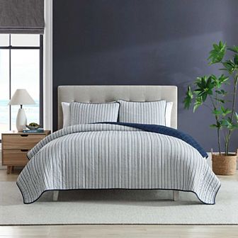 Nautica Marina Stripe Navy Quilt Set