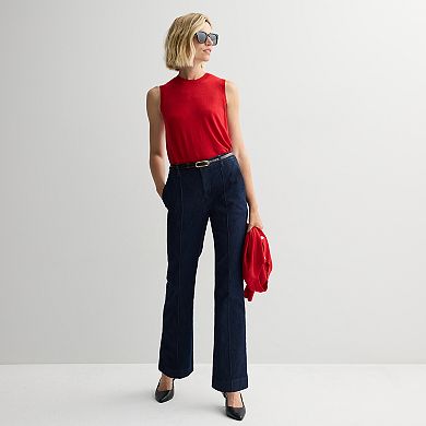 Women's Nine West Pintuck Bootcut Denim Trousers