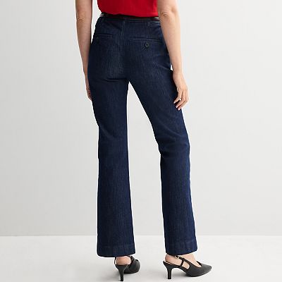 womens denim dress slacks Denim dress with leather trousers