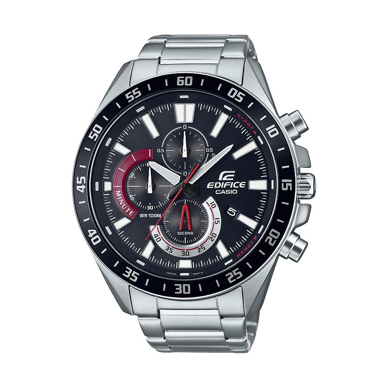 Casio Men's Edifice Stainless Steel Chronograph Black Watch - EFV620D-1A4V, Size: 55MM