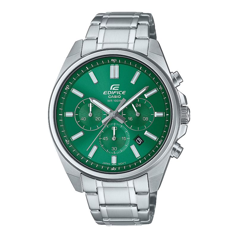 Casio Men's Edifice Stainless Steel Chronograph Watch - EFV-650D-3AVCR, Size: 44MM, Green