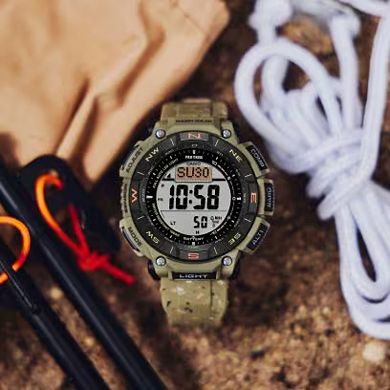 Casio Men's Pro Trek Tough Solar Digital Silicone Strap Watch - PRG-340SC-5CR