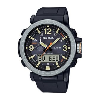 Casio Men's Pro Trek Tough Solar Triple Sensor Analog - Digital Black Silicone Strap Watch - PRG-600-1CR
