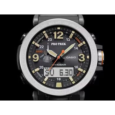 Casio Men's Pro Trek Tough Solar Triple Sensor Analog - Digital Black Silicone Strap Watch - PRG-600-1CR
